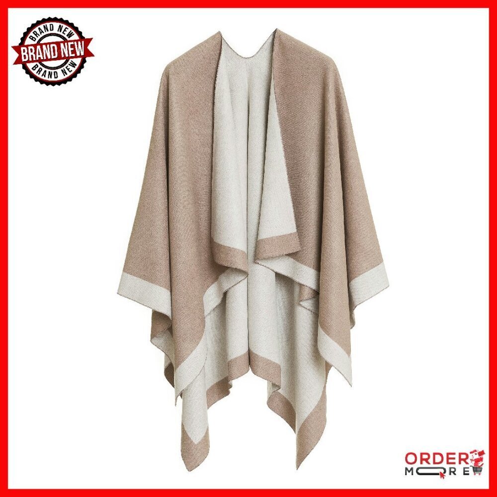 One Size 100% Viscose Shawl Wrap Poncho Cape Cardigan Open Front